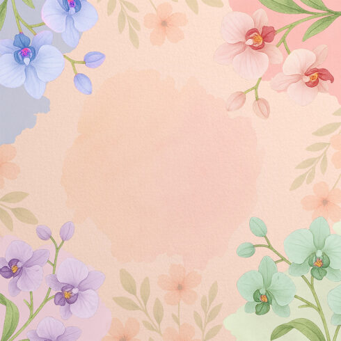 Watercolor Floral Background with Orchid and Leaves cover image.