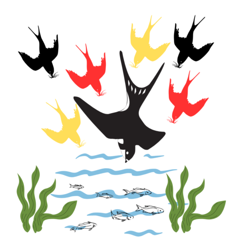 Birds Diving is a new T-Shirt design cover image.
