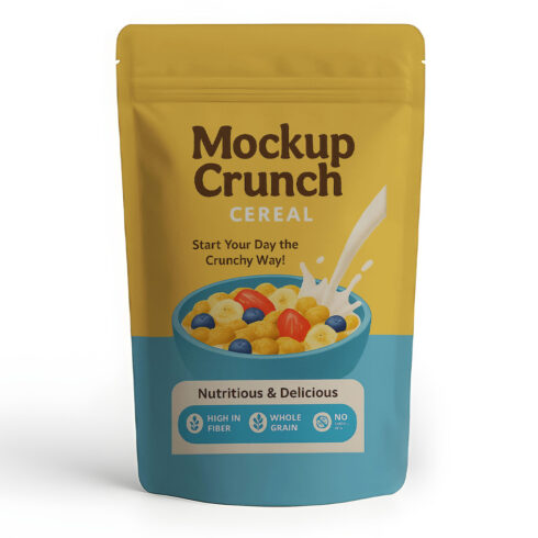 Cereal Packaging Mockup | Stand-Up Pouch Food Bag Design cover image.
