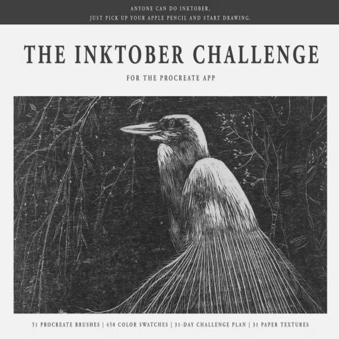 The Inktober Challenge Procreate Kit cover image.