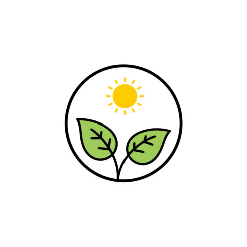 Eco Plant Icon with Leaves and sun - Organic and Nature Symbol cover image.