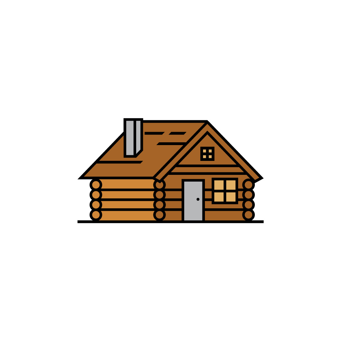 Cartoon Log Cabin Vector Icon. Wooden House for Nature and Travel Theme -  MasterBundles, image size:1100x1100