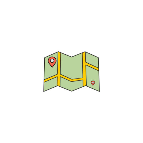 Folded Map with Location Pin Icon for Travel and Navigation cover image.