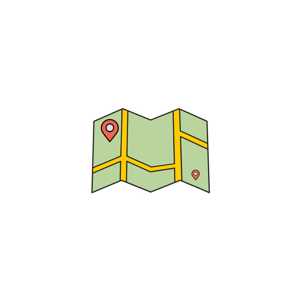 Folded Map with Location Pin Icon for Travel and Navigation - MasterBundles