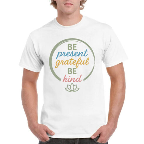 Be Present Grateful Kind Mindfulness T-Shirt Lotus cover image.