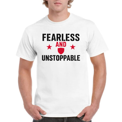 Fearless Unstoppable Motivational Tee Bold Quote cover image.