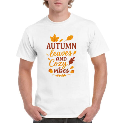 Autumn Leaves & Cozy Vibes Fall Season T-Shirt cover image.