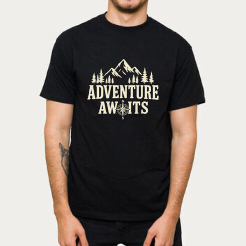 Adventure Awaits Outdoor Mountain Hiking Tee Gift cover image.