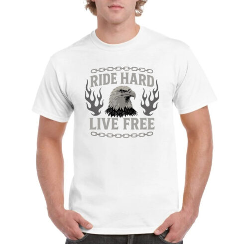 Ride Hard Live Free Eagle Biker Tee cover image.