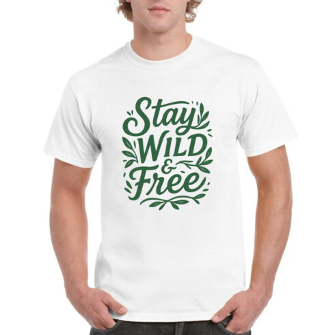 Stay Wild Free Nature T-shirt Green Adventure Tee cover image.