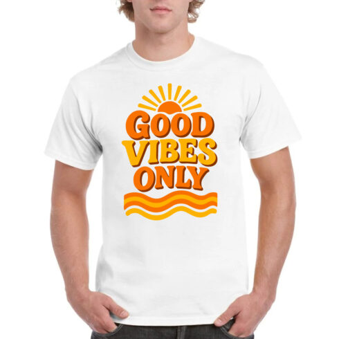 Good Vibes Only Sunshine T-shirt Orange Yellow cover image.