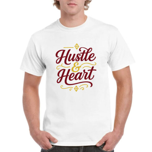 Hustle Heart Motivational T-shirt Burgundy Gold cover image.