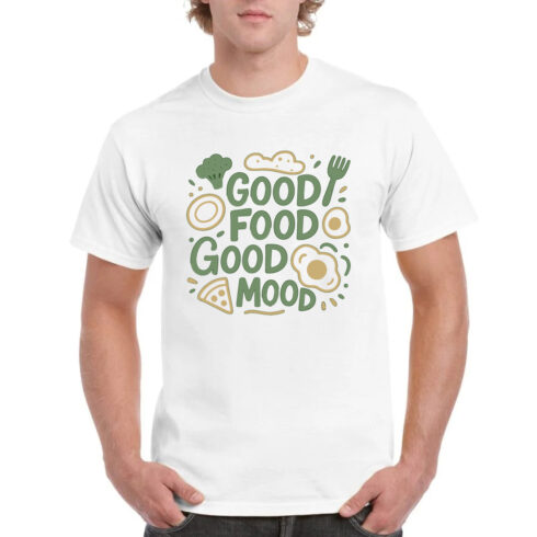 Good Food Good Mood T-shirt Green Kitchen Tee cover image.