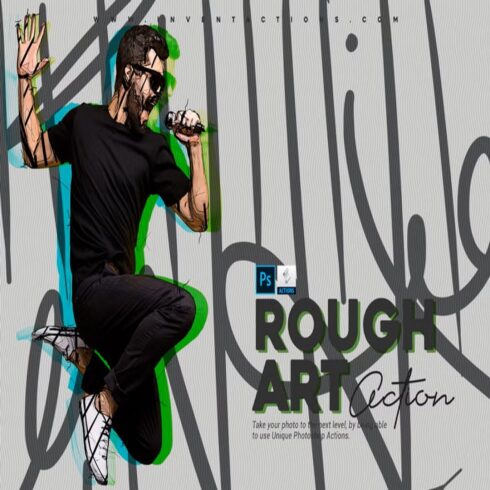 Rough Art Photoshop Action cover image.