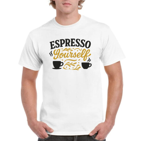 Espresso Yourself Funny Coffee T-Shirt Gift Tee cover image.