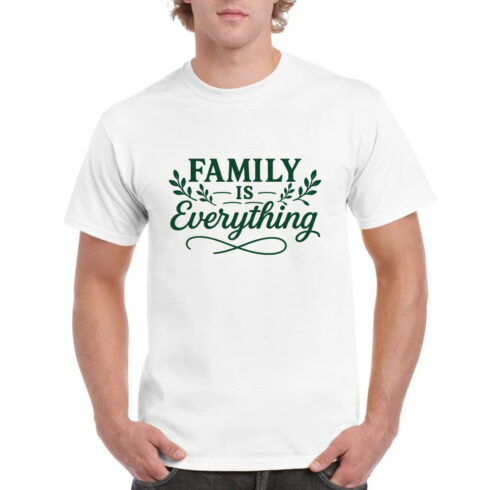 Family is Everything Green Typography Tee Shirt cover image.