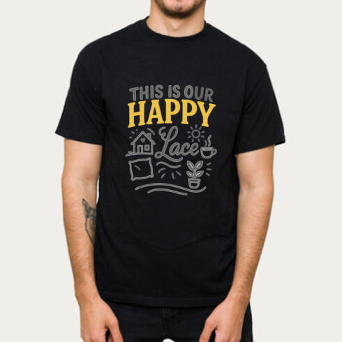 This is Our Happy Lace Black Yellow Home T-Shirt cover image.
