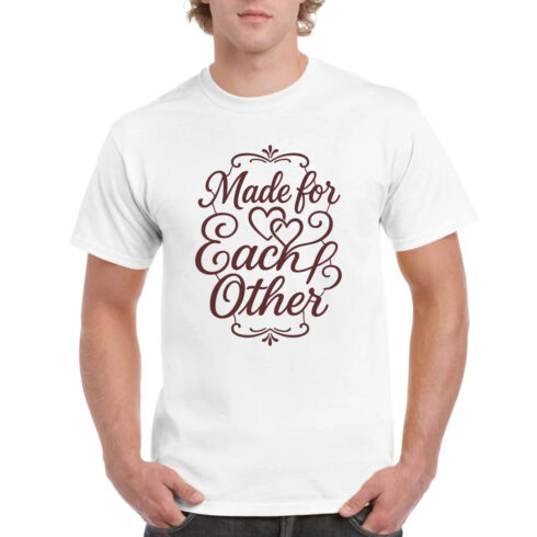 Made for Each Other Burgundy Script Heart Tee cover image.