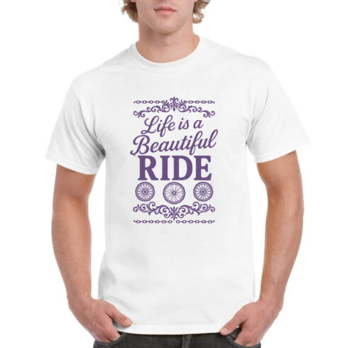 Life is a Beautiful Ride Cycling Purple T-Shirt cover image.