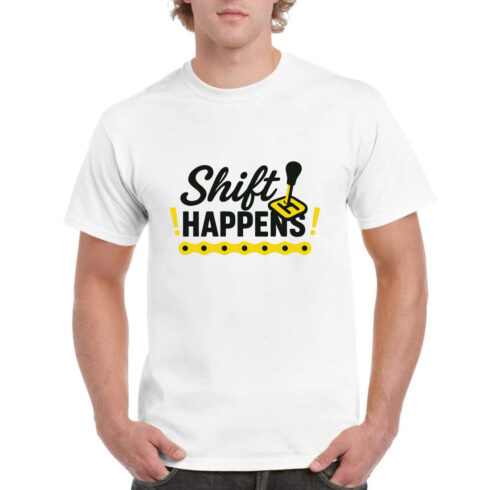 Shift Happens Gear Stick Funny Mechanic T-Shirt cover image.