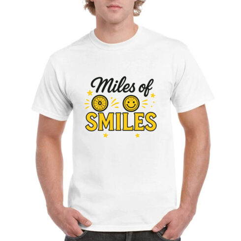 Miles Of Smiles Yellow Wheel Smiley Face T-Shirt cover image.