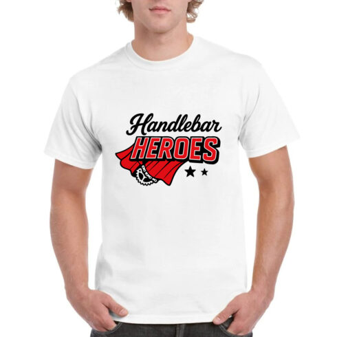 Handlebar Heroes Cycling Superhero Bike Tee cover image.