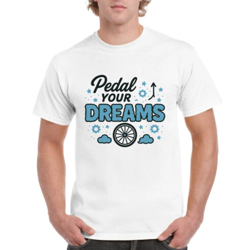 Pedal Your Dreams Cycling Motivation Bike T-Shirt cover image.