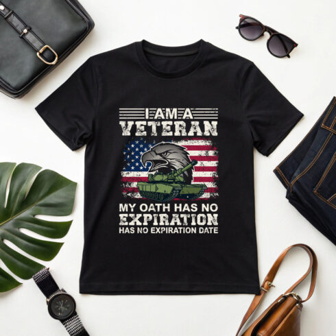 American Flag Eagle and Tank Veteran Pride Graphic for Apparel and Prints cover image.