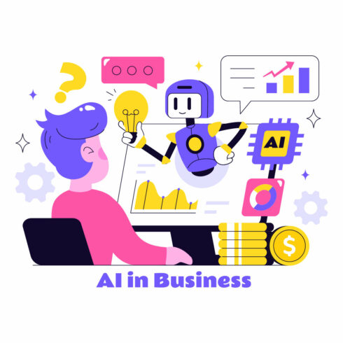 10 Artificial Intelligence in Business Illustration cover image.