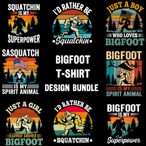 Bigfoot T-shirt Design Bundle cover image.