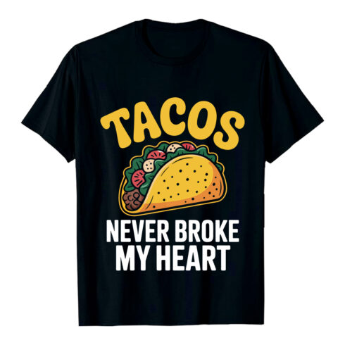 Yellow taco with lettuce tomato and meat food mexican food TacoT-Shirt Design EPS AI PDF SVG PNG cover image.
