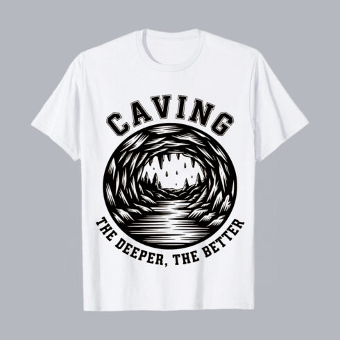 Caving Adventure T-Shirt Design | The Deeper the Better Vector Bundle T-Shirt Graphic Design T-Shirt Design PNG cover image.