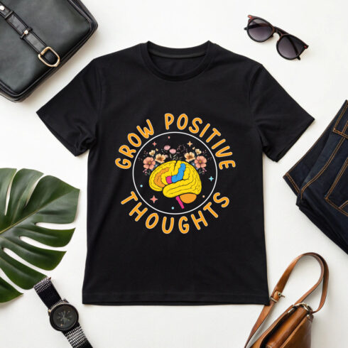 Colorful Brain with Floral Art and Uplifting Quote for Inspirational Merchandise cover image.