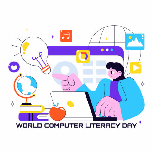 10 World Computer Literacy Day Illustration cover image.