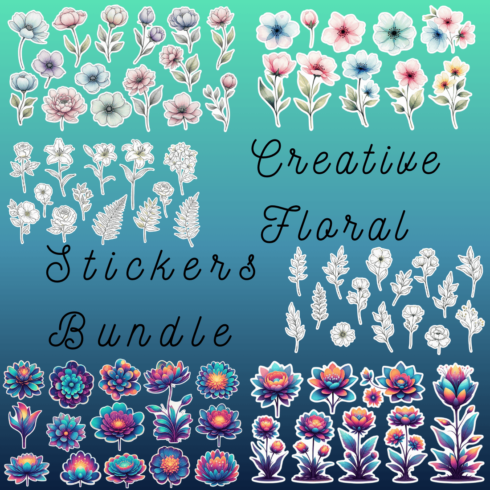 Creative Floral Stickers Bundle for Scrapbooking + GIFT cover image.
