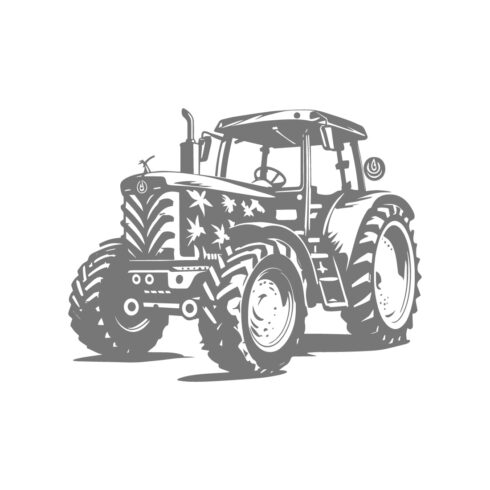 Black and White Vector Illustration of a Farm Tractor cover image.