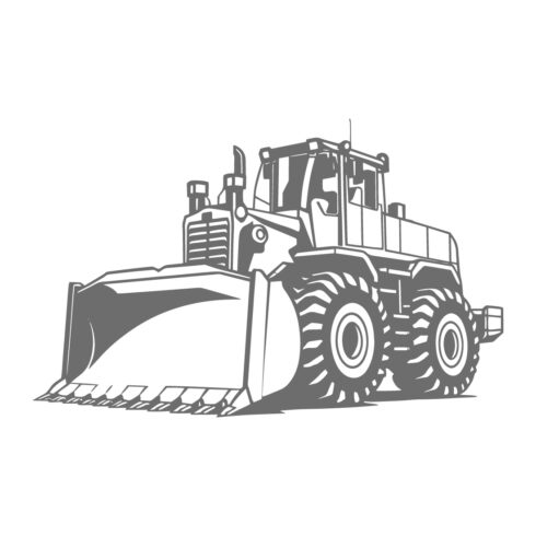Bulldozer Black and White Illustration cover image.