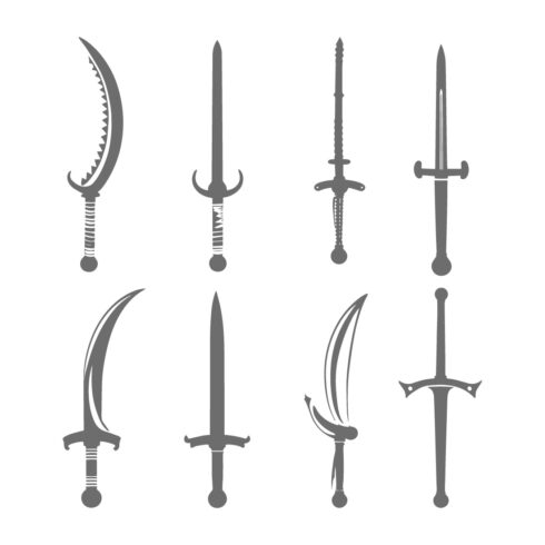 Collection of Swords Black and White Illustration cover image.