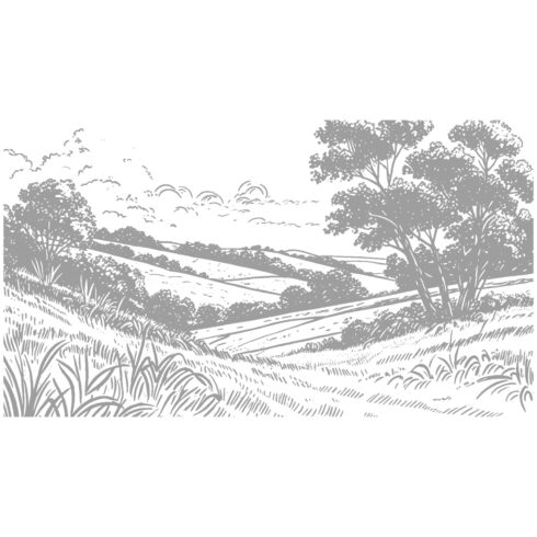 Hills and Hedgerows: A Valley Landscape Sketch cover image.