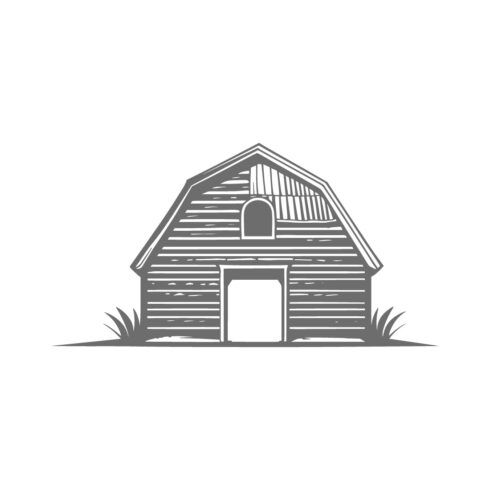 Rustic Barn Illustration – Monochrome Countryside Artwork cover image.