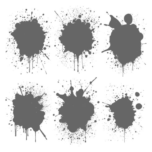 Set of Gray Ink or Paint Splatter Stains cover image.