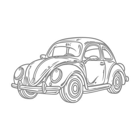 Vintage Beetle Car Line Art Illustration cover image.
