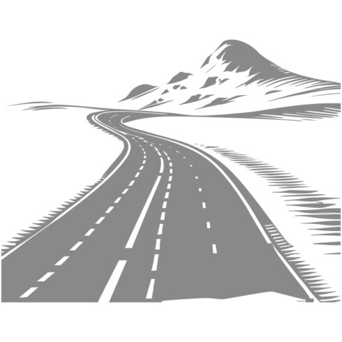 Curved Highway with Mountain Vector Illustratio cover image.
