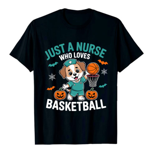 Dog Nurse Playing Basketball With Pumpkins player hoop Basketball T-Shirt Design EPS AI PDF SVG PNG cover image.