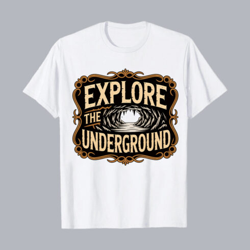 Explore the Underground T-Shirt Design | Cave Adventure Vector Bundle T-Shirt Graphic Design T-Shirt Design PNG cover image.
