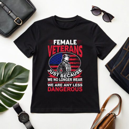 female veterans quote graphic design honoring military women with american flag and soldier illustration cover image.