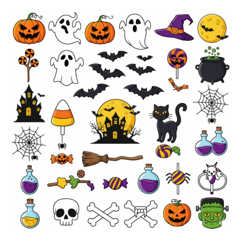 Halloween elements bundle cover image.