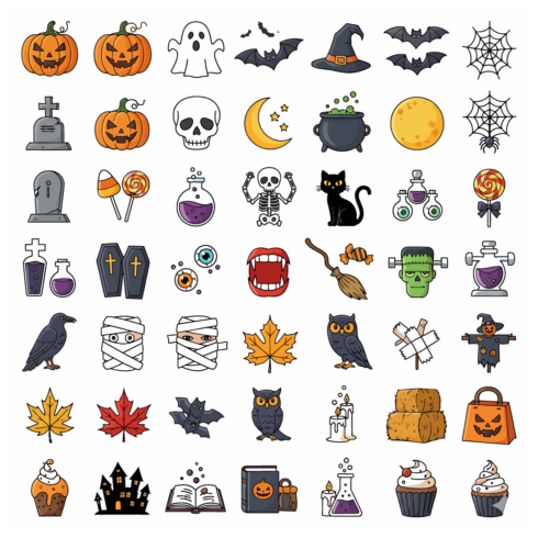 Halloween elements bundle cover image.