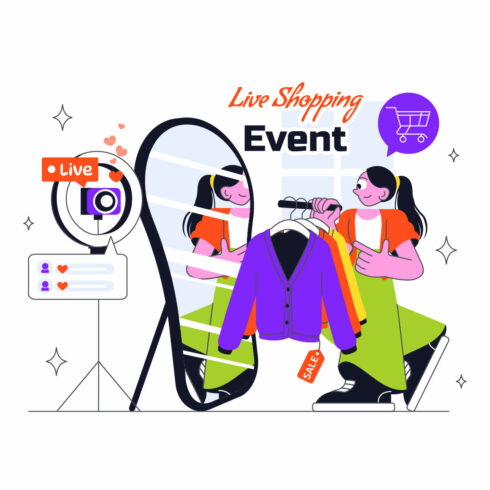 10 Influencer Live Shopping Illustration cover image.