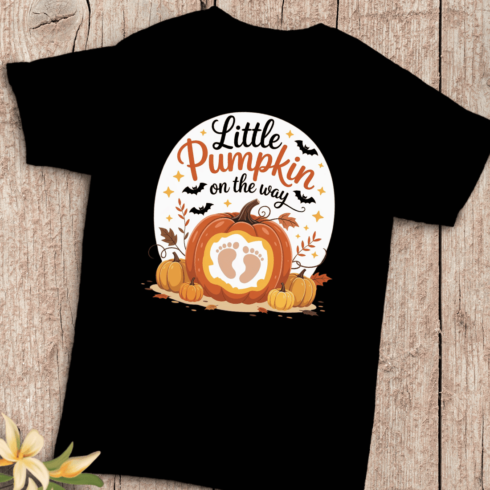 Autumn Pregnancy Announcement T-shirt Design cover image.
